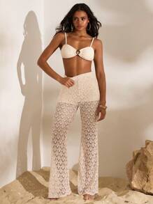 Opulessa Mid-Waist Flared Leg Pants, Minimalist & Fashionable, Suitable For Summer Vacation,Vacation Style,Knitted ,Casaul Summer Vacation Outfits Woman,Bohemia Beach Vacation Outfits,Boho Chic,Holiday Festival Outfits,Beach Outfits For Woman,Summer Outfits For Women,Graduation Outfit,Birthday Outfits For Women,Beach Essentials,Airport Outfit For Women,4th Of July Women,Club Outfit,Country Outfits Women,European Summer,Crochet