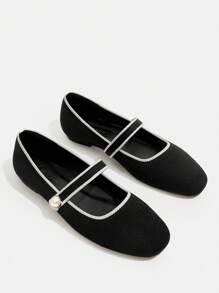 CUCCOO BASICS Women's Shoes Fashion Black Contrast Binding Elegant Mary Jane Flats For Summer Vacation Shoes Summer Back To School Shoes College Student Shoes Spring Shoes Spring Break Easter For Christmas Valentine's Day - Black - View 8