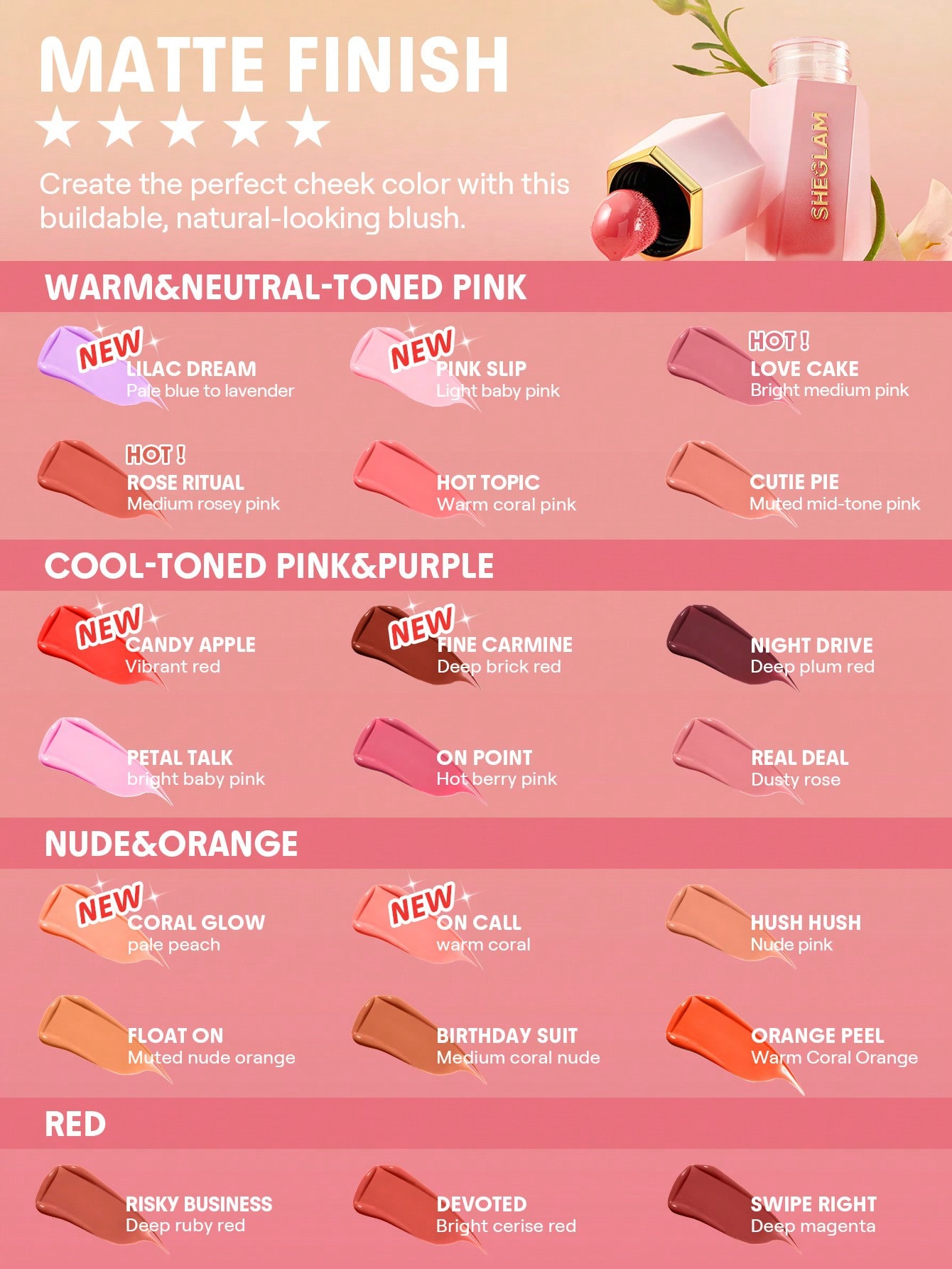 SHEGLAM أحمر خدود سائل Color Bloom بلمسة نهائية غي...