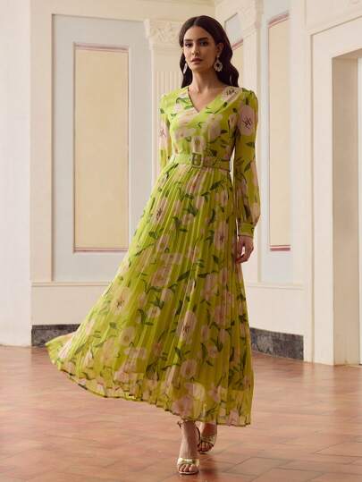 slim fit dress slacks Blue Floral Quarter Sleeve Mini Dress - All Dresses main image 0