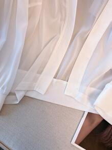 SHEIN Clasi Plus Size Women Casual Solid Color Mesh Sheer Cardigan - White - View 7