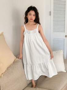 DAZY 青少年女孩休闲无袖睡袍/家居服 - 白色 - 查看 6