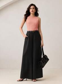 BizChic 2025秋季新款蝴蝶结镂空装饰上衣，优雅都市浪漫乡村风，适合音乐节、机场旅行、婚礼宾客、生日、万圣节、商务休闲、办公室、约会、派对、返校等场合，夏季女士无袖上衣