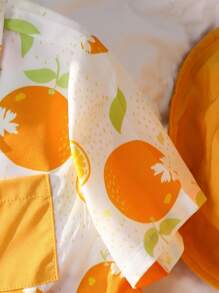 Set de 3 piezas para niños pequeños que incluye camisa tipo polo con diseño lindo y deportivo, shorts y gorra, apropiado para uso diario, escuela, viajes, deportes, primavera/verano, vacaciones en la playa - Naranja - Ver 7