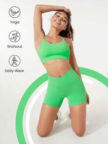 GLOWMODE 4.3" FeatherFit™ Crossover Quần short đi xe Thoáng khí Đạp xe  chạy Phòng thể dục Tập thể dục - màu xanh lá - Xem 4