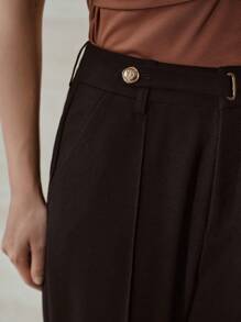 MOTF PREMIUM 压褶喇叭裤 - 黑色 - 查看 4