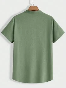 Manfinity VCAY Men Loose Solid Texture Short-Sleeved Top And Pants Casual Summer Set - Green - View 4