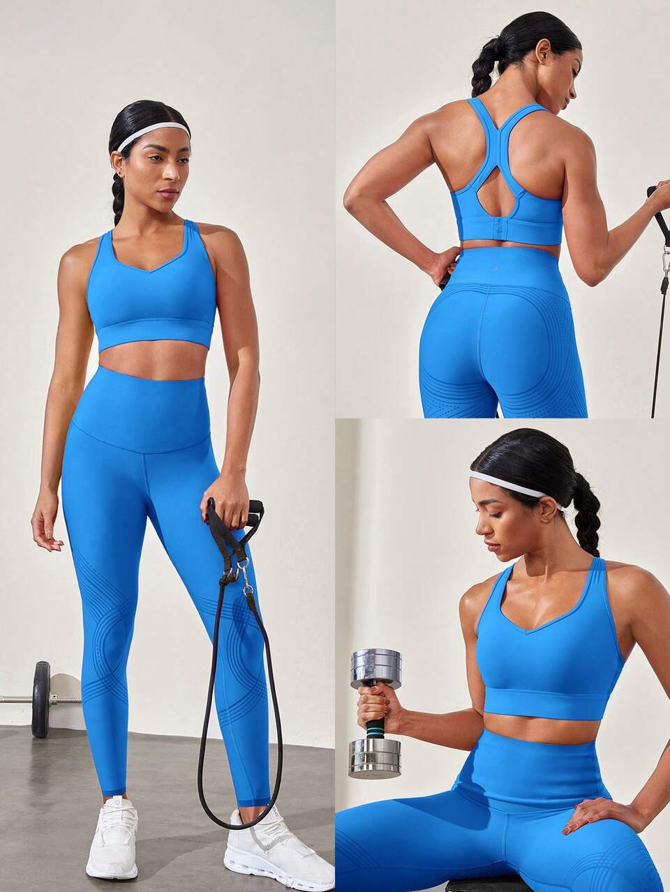 FeatherFit™-Sculpt V Neck Racerback Sports Bra Tank Top Medium Support Workout Gym  Spring Summer