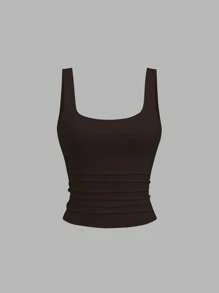 Sweetra Women's Casual Short Square Neck Ruffle Camisole, Summer - Multicolor - View 5