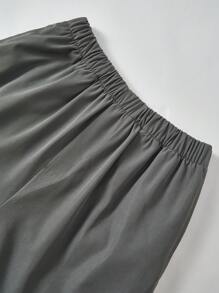 3pcs/Set Kids & Tween Boys Casual Daily Sporty College Style Comfortable Turn-Down Collar Solid Color Button-Up Short Sleeve Shirt, Loose Solid Vest, Wide-Leg Woven Shorts Gentleman Outfit - Grey - View 8