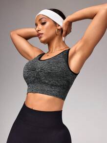 SHEIN Sport Studio Brassière de sport de fitness quotidienne avec bordure froncée pour femmes