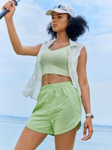 In My Nature Women's Casual Versatile Solid Color Outdoor Shorts Workout Short - Green - View 3