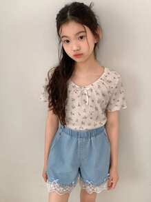 DAZY Tween Girls Denim Shorts,Girls Summer Outfits,Back To School Clothes - Light Wash - View 2