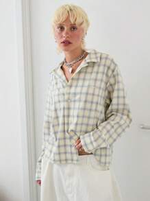 COUREZ 格子衬衫 / Y2K 街头风夏季女装上衣复古 - 米色 - 查看 2