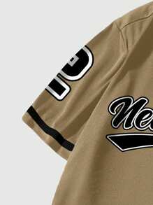 ROMWE MEN Prep Camisa de manga corta casual de hombre con estampado de logo de ciudad, para verano