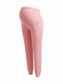 SHEIN 2pcs Solid Color Casual Ankle-Tied Pocket Long Leggings Set