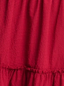 Nöista Tiered Maxi Skirt With Gathered Seams And Oversized Waist Tie. Flowing Silhouette, Boho Style, Romantic, Feminine, Casual Chic, Perfect For Summer, Beachwear, Or Relaxed Everyday Outfits. - Burgundy - View 5