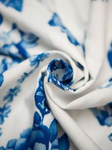 SHEIN Clasi Blue Rose Print Waist Cinched Waist Dress, Elegant Floral Sun Umbrella Dress For Vacation Y2k Clothes Women Y2K Back To School Clothes Country Outfits Women Old Money Style Women Going Out Airport Outfit For Women Dress For Women Beach Outfits For Woman Beach Dress Beach Vacation Outfits Beach Essentials Party Dress Pride Starfish Sequin Dress Vacation Outfits Airport Summer Honeymoon Woman Dress For Women Boho - Multicolor - View 7