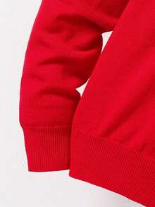 SHEIN Tween Boys' Casual Crewneck Pullover Sweater, Comfortable For Commuting, School, Casual, Sports Wear, Red Sweater Kids, Boys Preppy Sweater Kids Red Sweater  For Christmas Sweater For Boys Boys Outfit Sets Red Fall Winter