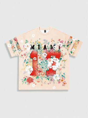 Casual maglietta da uomo a maniche corte con stampa, adatta per l'uso quotidiano, primavera/estate