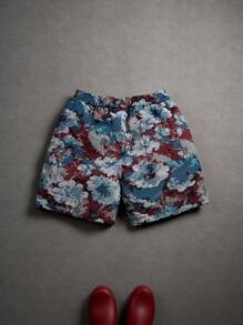 Manfinity Hypemode 男士度假休闲风，INS 搭配色彩缤纷的雏菊提花印花休闲短裤。这款短裤采用弹性腰带设计，兼具时尚造型和法式休闲浪漫风情。无论是夏威夷海滩度假、音乐节还是日常穿着，都是完美之选，也是送给男友或丈夫的绝佳礼物。男士提花印花抽绳腰带休闲短裤，带口袋，男士印花短裤，男士夏季印花短裤 - 彩色 - 查看 3