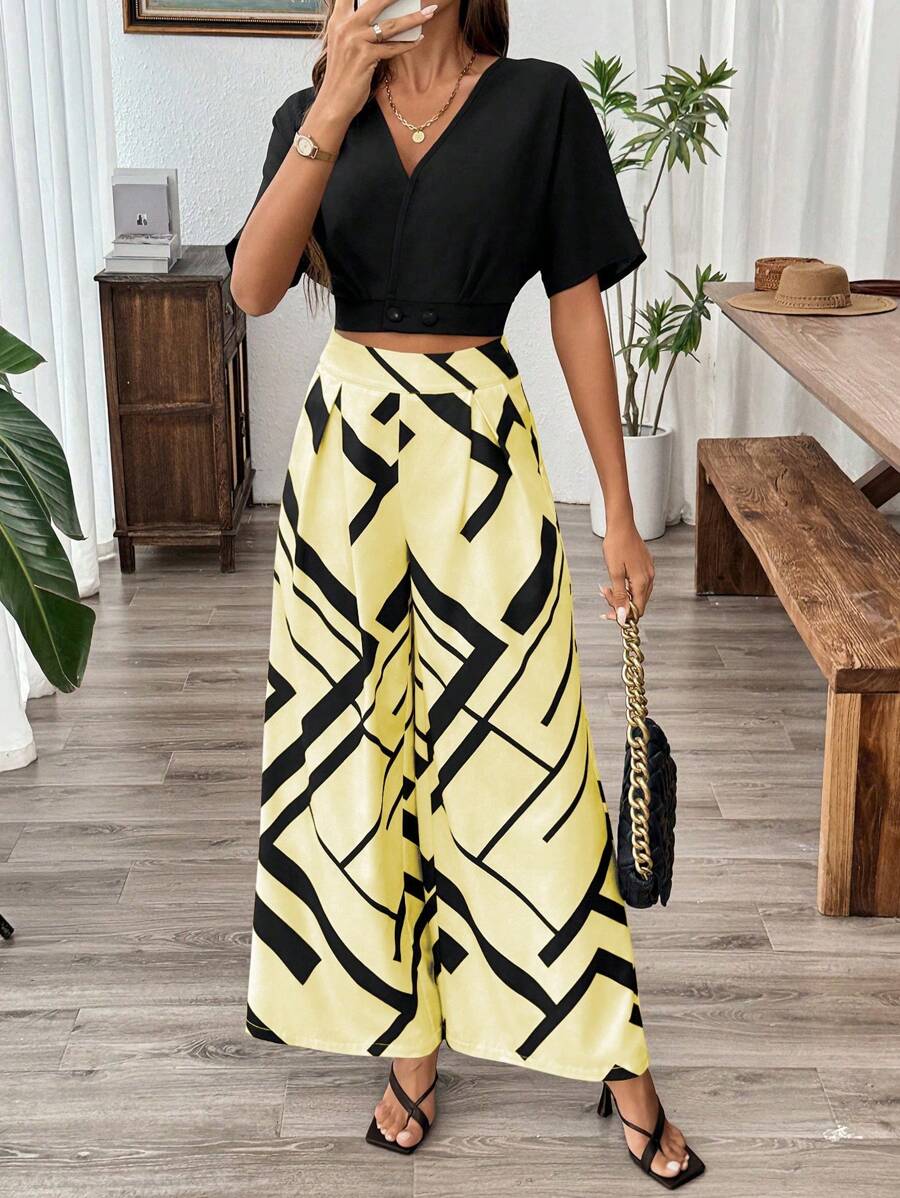 Rafferiza مجموعة من قطعتين: بلوزة كارديجان قصيرة بخطوط ملساء مفتوحة من الأمام وبنطال قصير بنقشة مربعات متجعد وقصير، بدلة مناسبة للتنقل، للربيع/الخريف