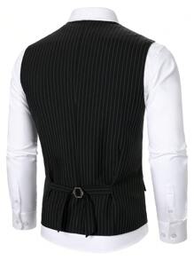 Manfinity Mode Men's Striped Business Casual Waistcoat, Old Money