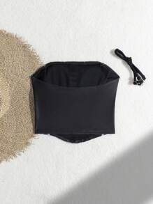 Swim EVENT Áo bơi hở lưng có đệm gợi cảm và ngọt ngào thời trang dành cho nữ với thiết kế in họa tiết - màu đen - Xem 3