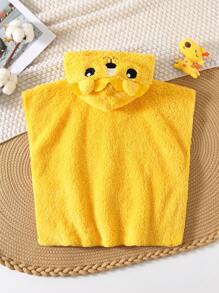 SHEIN 男婴/女婴可爱舒适 3D 耳朵狮连帽毛巾浴袍，柔软毛绒泳衣罩衫，适合沐浴、海滩、游泳、温泉、度假，适合春、夏、秋、冬 - 黃色 - 查看 2