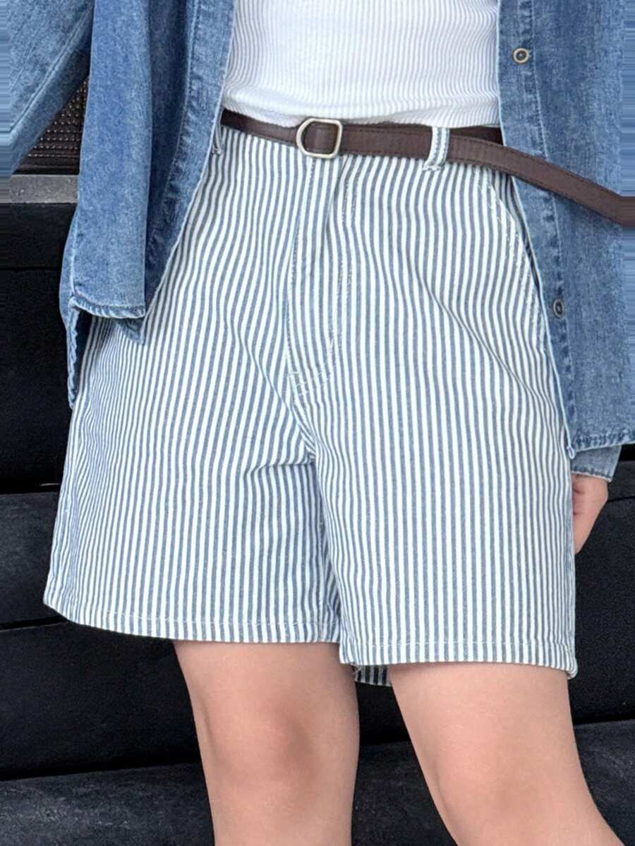 DAZY Tween Girls Striped Denim Shorts,Girls Summer Outfits,Back To School Clothes - Blue and White - View 1
