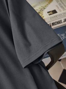 Manfinity Homme Men's Simple Printed Round Neck Short Sleeve T-Shirt - Grey - View 4