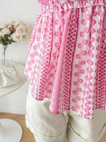 INAWLY Women's Holiday Floral Print Frill Trim Camisole Top - Multicolor - View 5