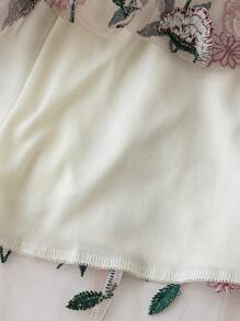SHEIN Tall Váy mùa hè thường ngày cỡ lớn cho nữ, cổ tròn, tay ngắn, lưới thêu lãng mạn, dài đến giữa bắp chân - Nhiều màu - Xem 5
