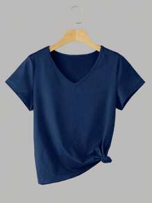 INAWLY Set de 3 camisetas de verano de mujer con cuello en V de moda versátil - Multicolor - Ver 4