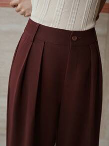 MOTF PREMIUM Pantalones con bolsillo en ángulo de pliegues plegados - Burdeos - Ver 2