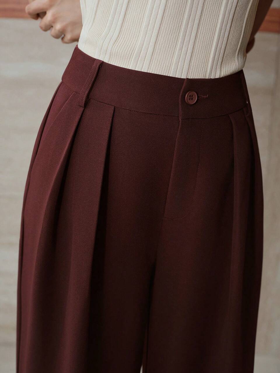 MOTF FOLD PLEATED SLANT POCKET PANTS