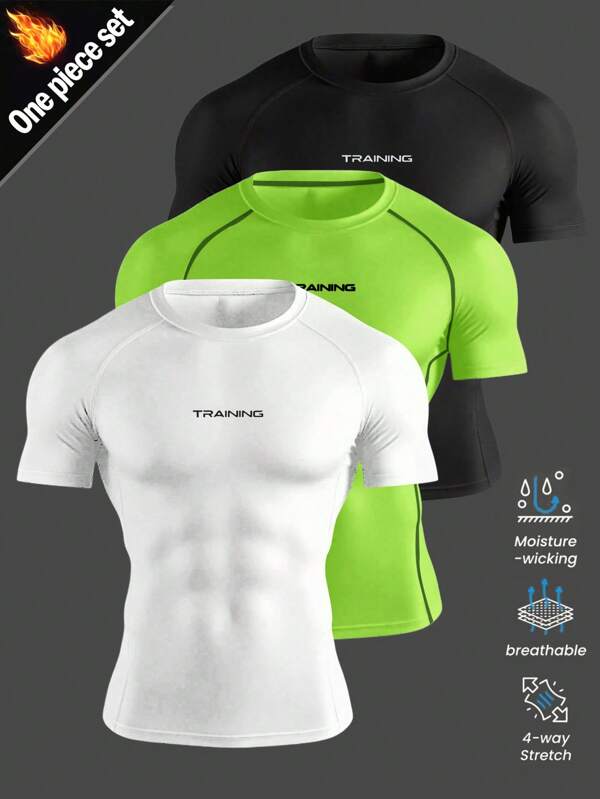 Manfinity Sport Corelite Maiou sport casual pentru bărbați, cu guler rotund, mâneci raglan, maiou de vară pentru antrenament, tricou compresiv, respirabil