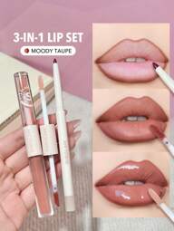SHEGLAM Soft 90'S Glam Lip Liner Und Lip Duo Set-Moody Taupe Lip Set 3-In-1 Lippen Make-Up Aufpolsternder Lipgloss Feuchtigkeitsspendende Pflanzenextrakte Langanhaltender FlüSsiger Lippenstift Lippen Make-Up Weihnachten Brauner FlüSsiger Lippenstift Marke SchöNheit Make-Up Kosmetik FüR Damen MäDchen Perfekt FüR Herbst Winter Ideal FüR Y2K Schick Mode Geeignet FüR Geburtstag Weihnachten PräSent Party Fertig Beste Farbe