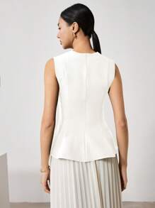 EastFlair 女士优雅纯色束腰无袖 T 恤，夏季