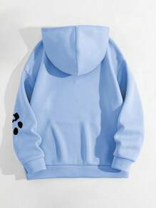 INAWLY 女士连帽抓绒卫衣，饰有心形和爪印图案，适合毕业季、返校季、教师节等场合，秋季返校套头衫 - 淺藍色 - 查看 2