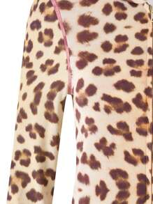 INAWLY 女士秋冬豹纹特殊工艺撞色拉链连帽衫和长裤套装 - 彩色 - 查看 4