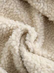 SHEIN 女婴保暖内衬拉链夹克，带翻领，卡其色，适合女婴，温暖冬季外套，适合户外、派对、雪地玩耍