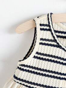 Cozy Pixies 女婴彩色条纹撞色圆领无袖腰连衣裙 - 彩色 - 查看 9