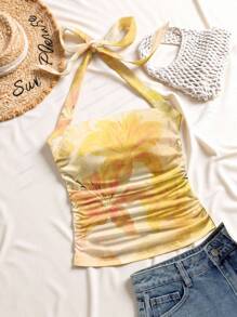 Modelyn Casual Retro Pattern Women Tank Top, Suitable For Summer - Yellow - View 3