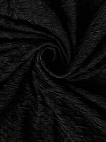 SHEIN Clasi Vestito attillato e asimmetrico in maglia nera strutturata ed elastica con pieghe sulla spalla, adatto per pendolarismo quotidiano, shopping, attività casual, estate