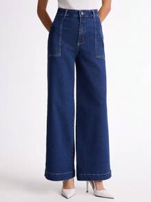 Daynim Quần Jeans Ống Rộng Cạp Cao - Rửa trung bình - Xem 6