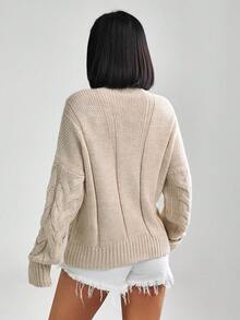 CasuGlow Suéter casual y cómodo para mujer, punto de cable, tacto suave, jersey, jersey crema, jersey, jersey negro, jersey para mujer, jersey blanco, jersey para mujer, jersey para mujer, ropa de invierno - Marrón Mocha - Ver 6