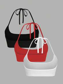 EgrlEra 女式无袖露背背心，纯色，短款长度，性感夏日 - 彩色 - 查看 2