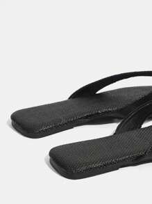 Grefit Women's Black Starfish Rhinestone Decor Soft Non-Slip Beach Sandals - Black - View 4