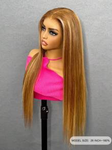 ALL READY WIG Wear Go 6X4 18-28 Inch Human Hair Wigs Glueless Lace Closure Wig 180% Density Pre-Cut Natural Hairline Transparent Lace Wig Honey Blonde Highlights Silky & Straight Tangle-Free Heat Resistant Daily Wear Adjustable Straps For Women - S4/27 - View 2